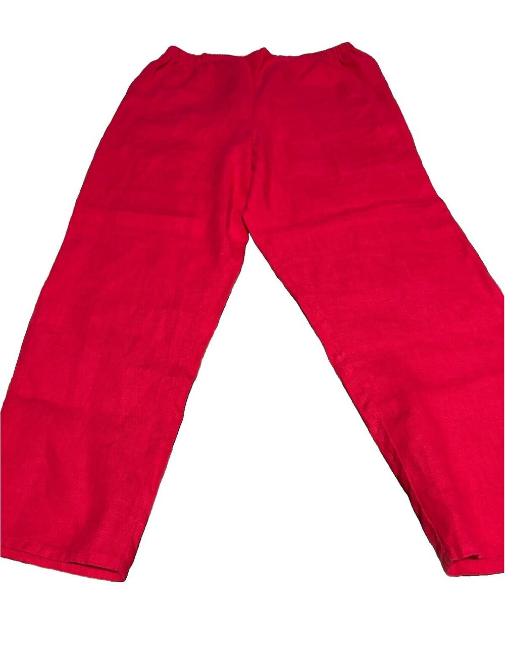 FLAX Women's Pink Solid Cropped Pants Elastic Waist Flax Linen Size M 26"